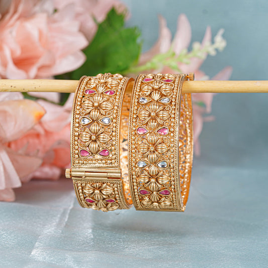 Designer Gold Plated Openable Kada Bangles