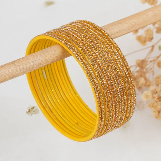 girlish look golden jerkin yellow metal bangles – bellabangles