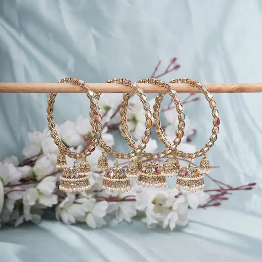 Antique gold plated multicolor mundane rajwadi bangles set of 4-bellabangles