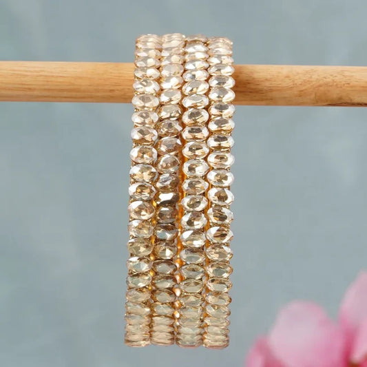 Crystal stone gold plated bangles for daily use set of 4-bellabangles