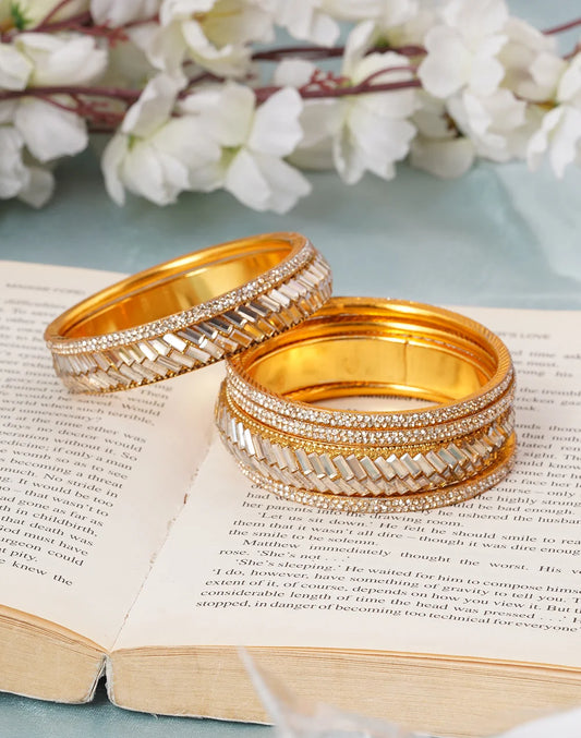 set of 6 zircon golden plated bangles-bellabangles