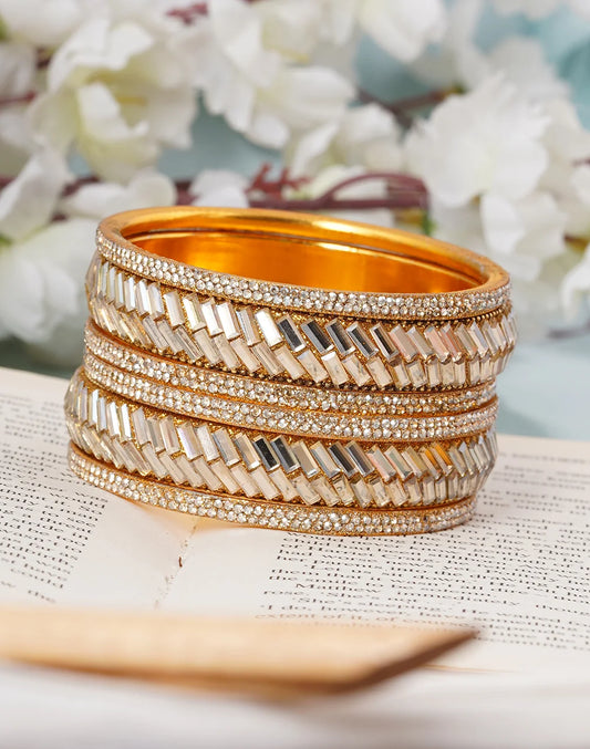 set of 6 zircon golden plated bangles-bellabangles