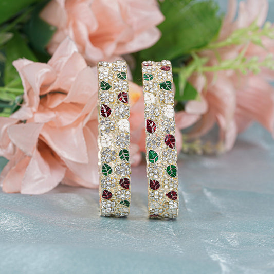 Multicolor Kundan Stone Gold Finish Bridal Bangles Set
