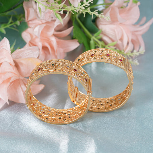 Maharani Filigree Kundan Gold Plated Bridal Kada Bangles