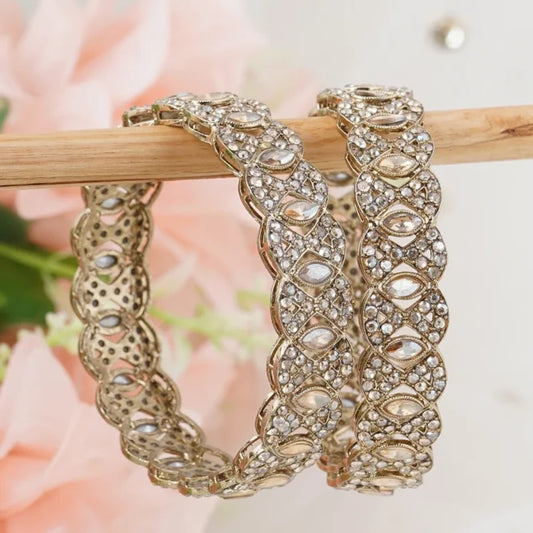 Gold-Plated Kundan Studded Alloy Antique Bangles