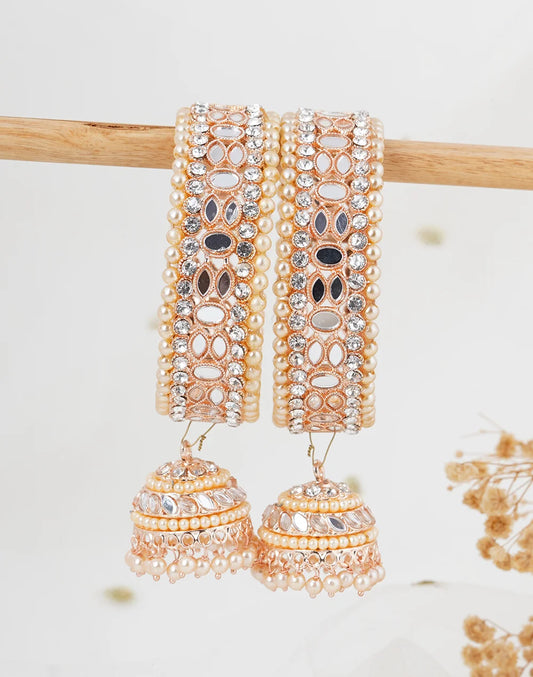 Rose Gold Mirror Jhumka Bangles