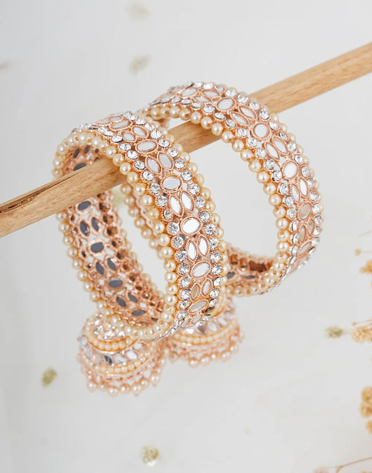 Rose Gold Mirror Jhumka Bangles