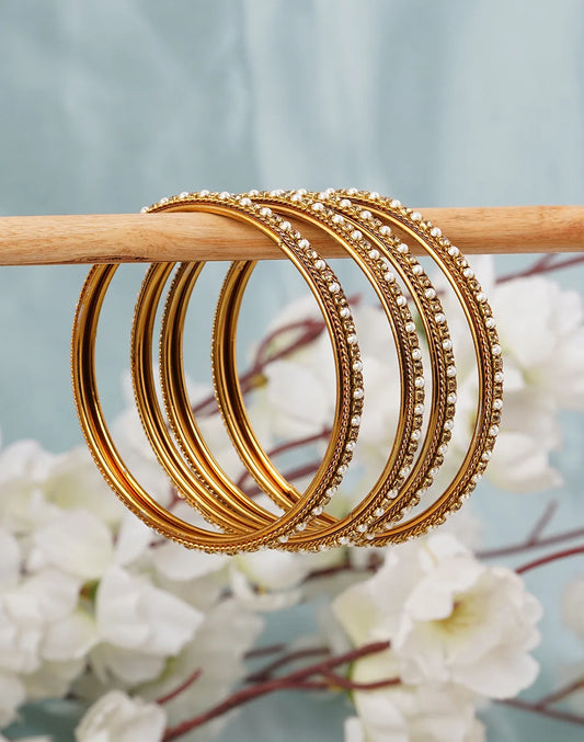 Set of 4 Antique pearl stones bangles-bellabangles