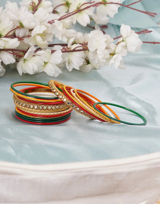 Midi Mehndi Night Multicolour Bangle Set -bellabangles