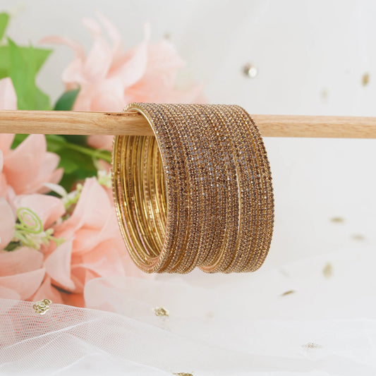 Golden Zircon Stone Bangle Set