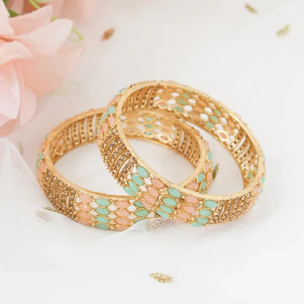 Alloy colorful beads gold-plated bangle set