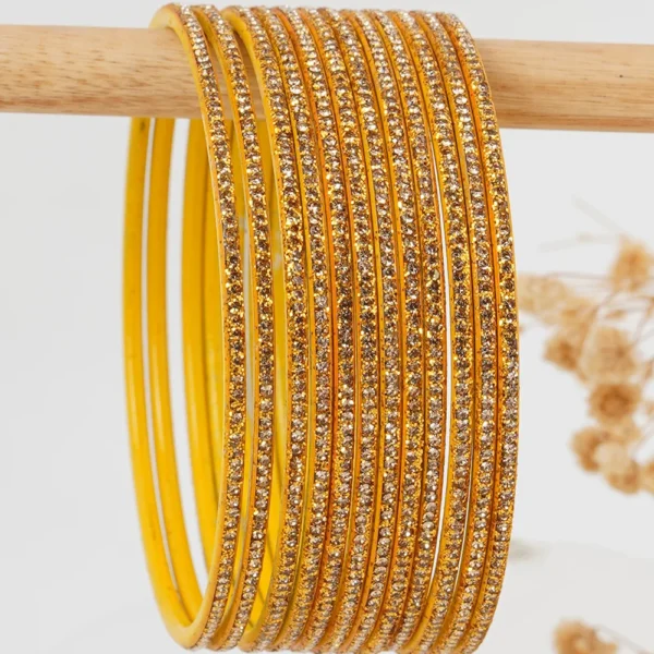girllish look golden jerkin yellow metal bangles - bellabangles - Image 2
