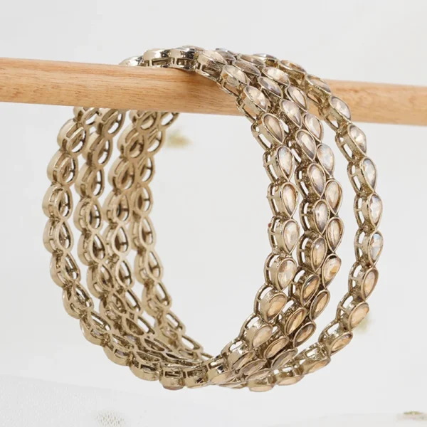 pair of 4 gold plated stone bangles - Image 2