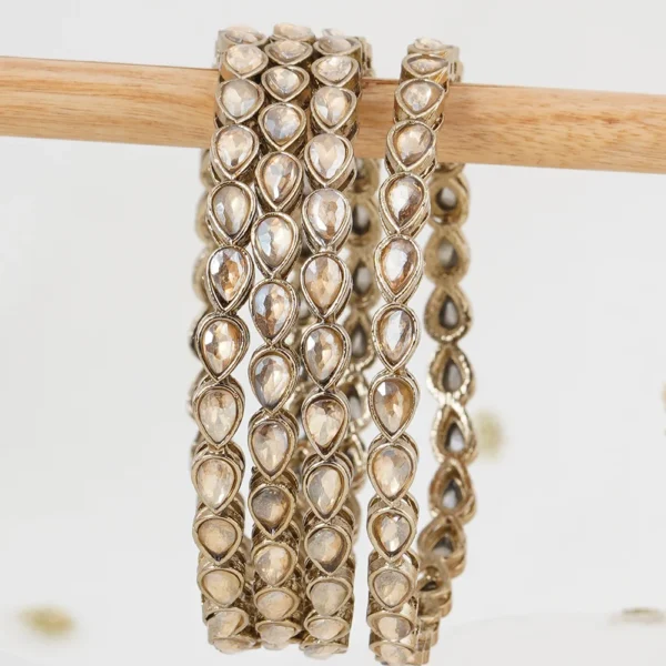 pair of 4 gold plated stone bangles - Image 3