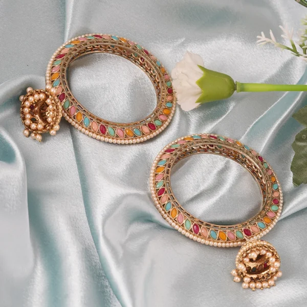 Multicolor Beads Golden Bangdi Bangles