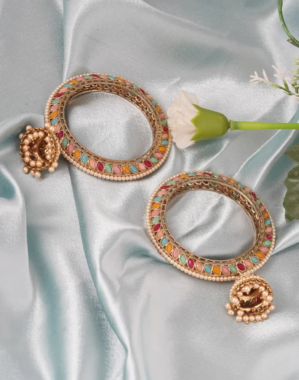 Multicolor Beads Golden Bangdi Bangles