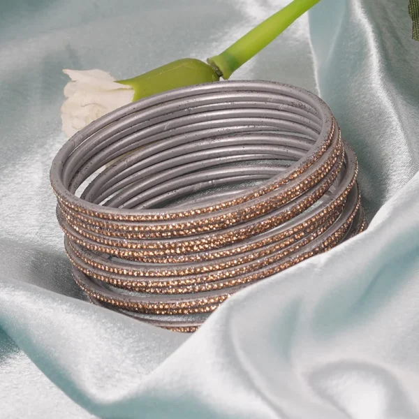 Golden Gemstone Silver Metal Bangles