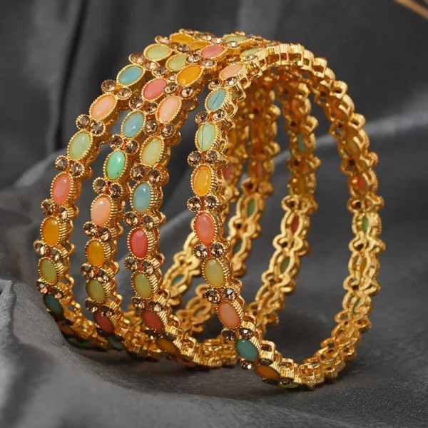 Gold Plated Bangles with Vibrant Stones