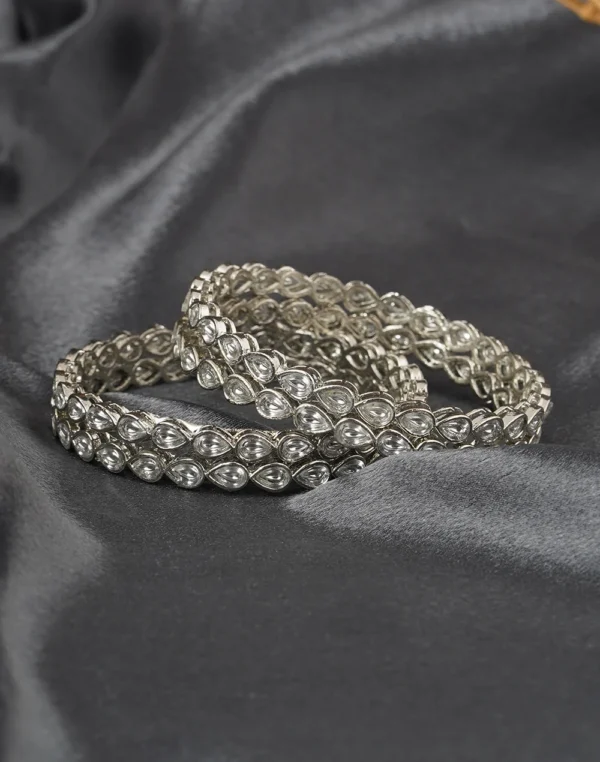 Silver Kundan Indian Bangles