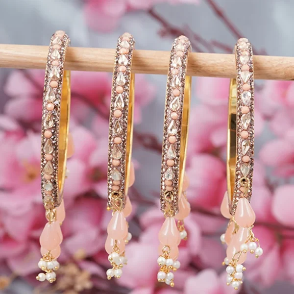 Set of 4  Latkan Bangle Set Diamond Stone | Fancy Women's Bangles | - Image 3