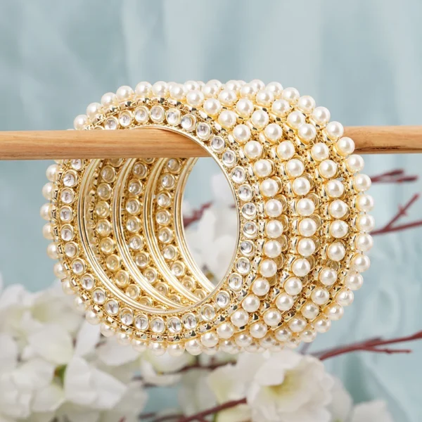 Pacheli Bangdi royal pearl Kundan bangles-bellabangles - Image 2