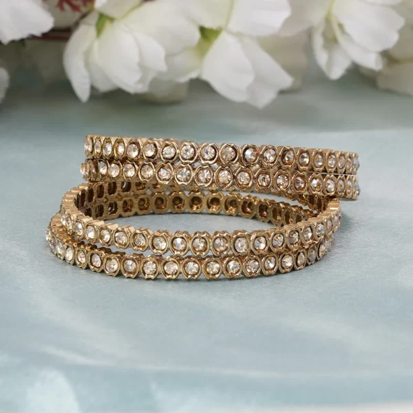 4 Pcs Copper Plated Zircon Bangles