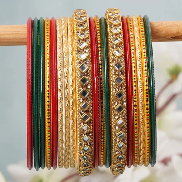 Midi Mehndi Night Multicolour Bangle Set -bellabangles - Image 3