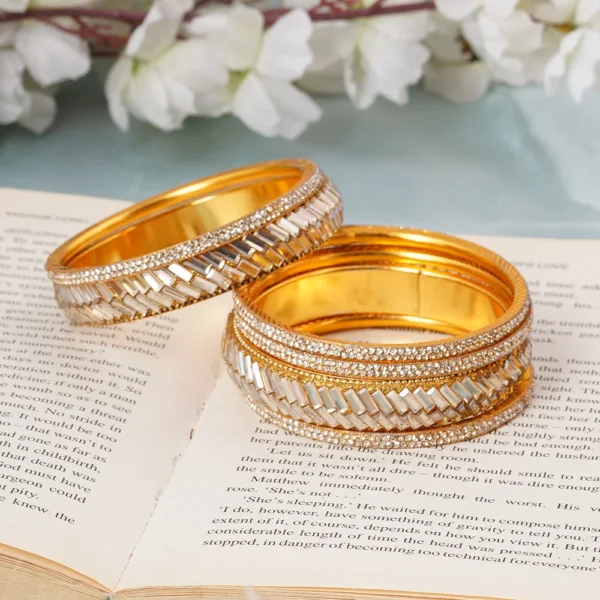 Set of 6 Zircon Golden Plated Bangles