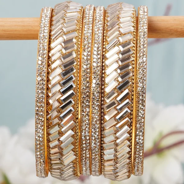 set of 6 zircon golden plated bangles-bellabangles - Image 3
