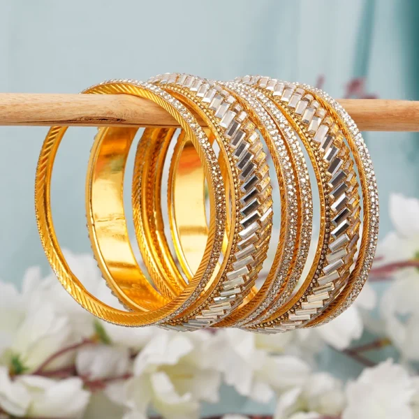set of 6 zircon golden plated bangles-bellabangles - Image 2